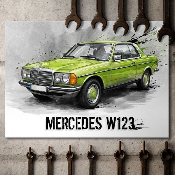 Grafika na metalu Mercedes W123 Coupe
